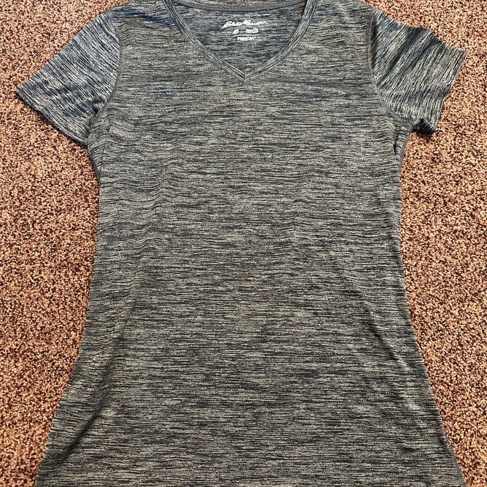 Eddie Bauer Heathered Gray V-Neck Tee